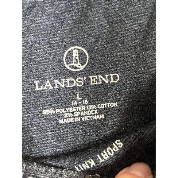 Lands End Polka Dot Sport Knit Pant Black L Active Straight Leg Preppy Neutral - Picture 3 of 10